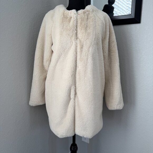 POPSUGAR Ivory Cream Plush Faux Fur Oversized Coat XS - Picture 5 of 16